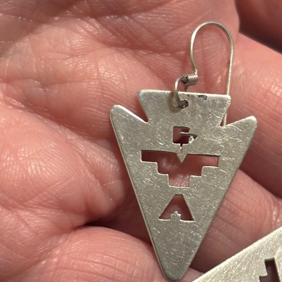 Thunderbird Arrow Earrings signed RLG See Photos Sterling Earrings - Picture 10 of 11
